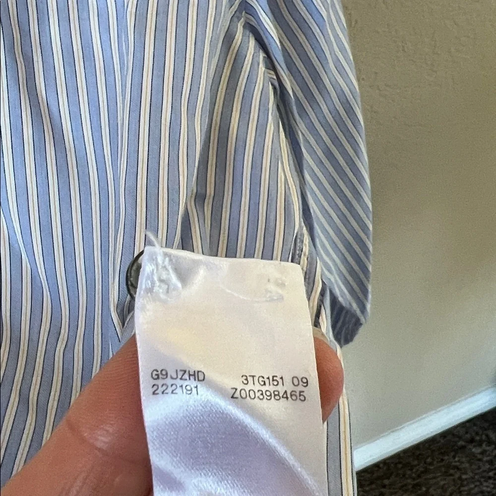 Gucci blue & white yellow pinstripe button down cotton dress shirt